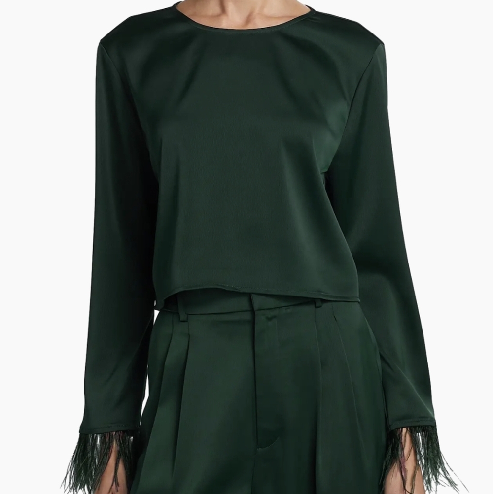 Merci Feather-Trimmed Top